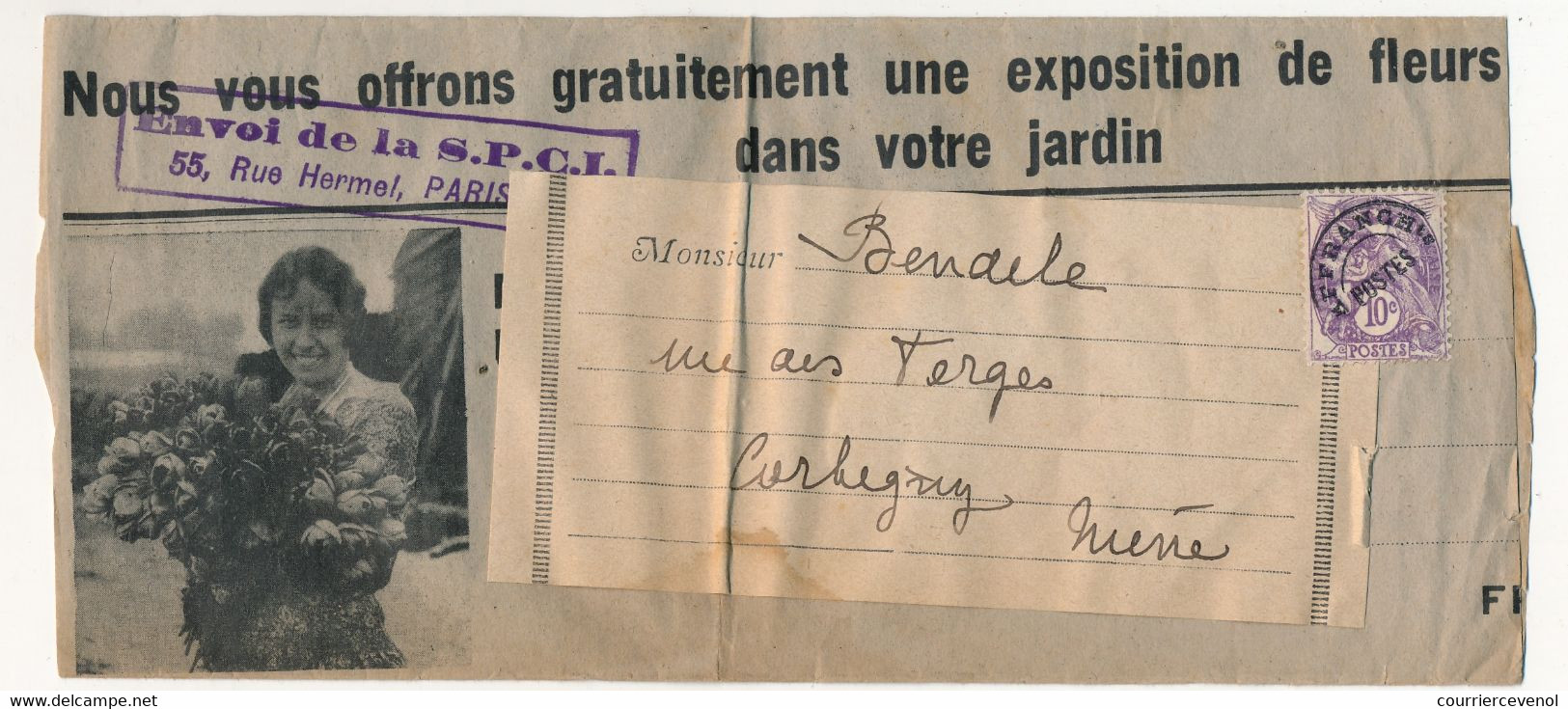 FRANCE - 10c Blanc Préoblitéré Sur Document Bande De Journal - Publicité S.P.C.I. Paris - 1893-1947