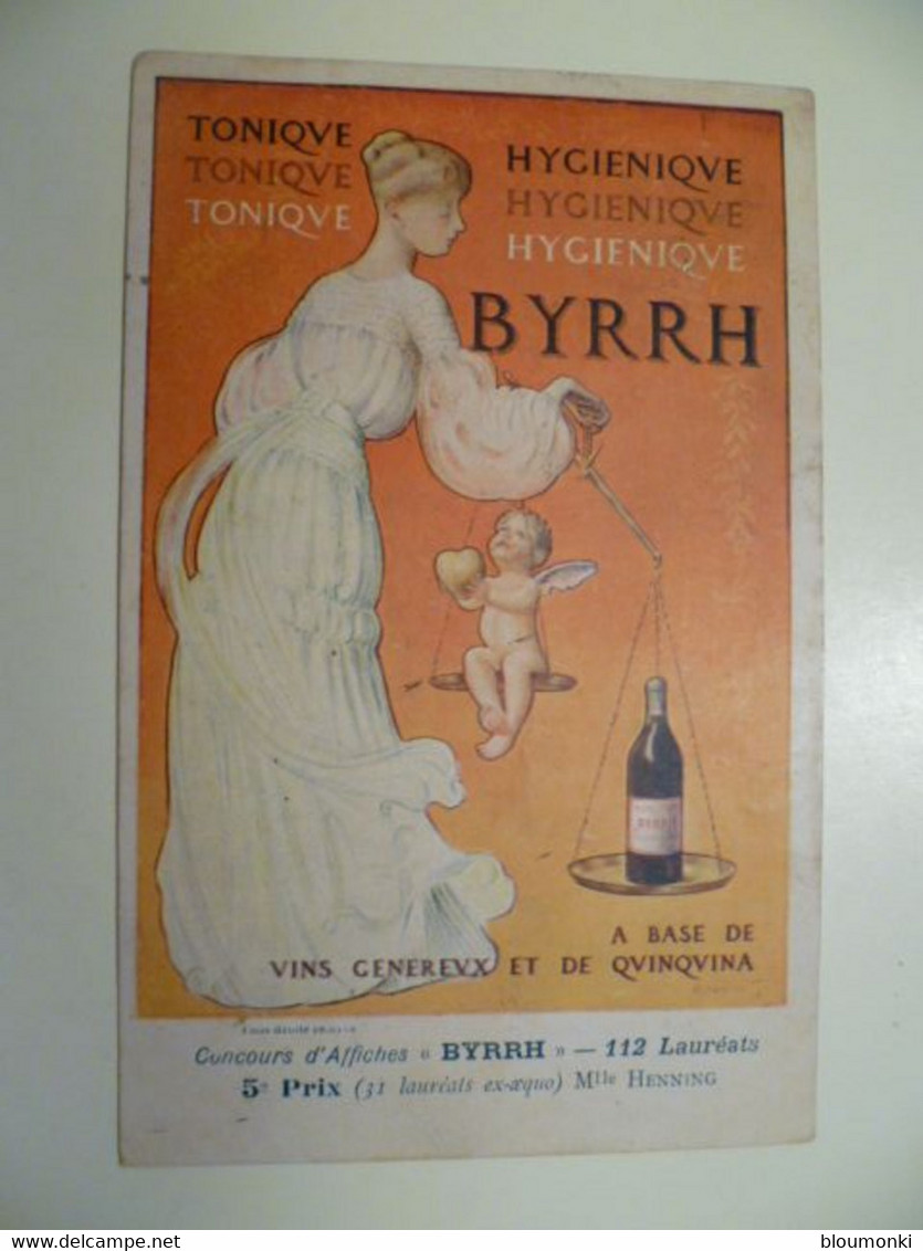 Carte Postale Ancienne Publicitaire BYRRH Concours D'affiches 5ème Prix / Mlle HENNING - Publicité