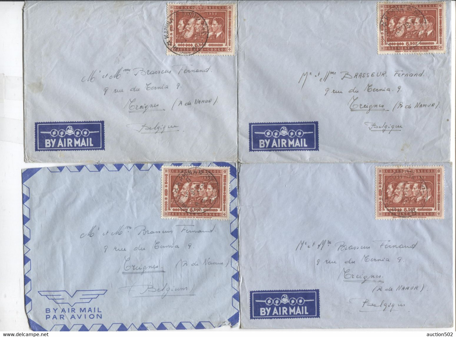 932PR/ Congo Belge 14 Lettres Avion > Belgique - Brieven En Documenten