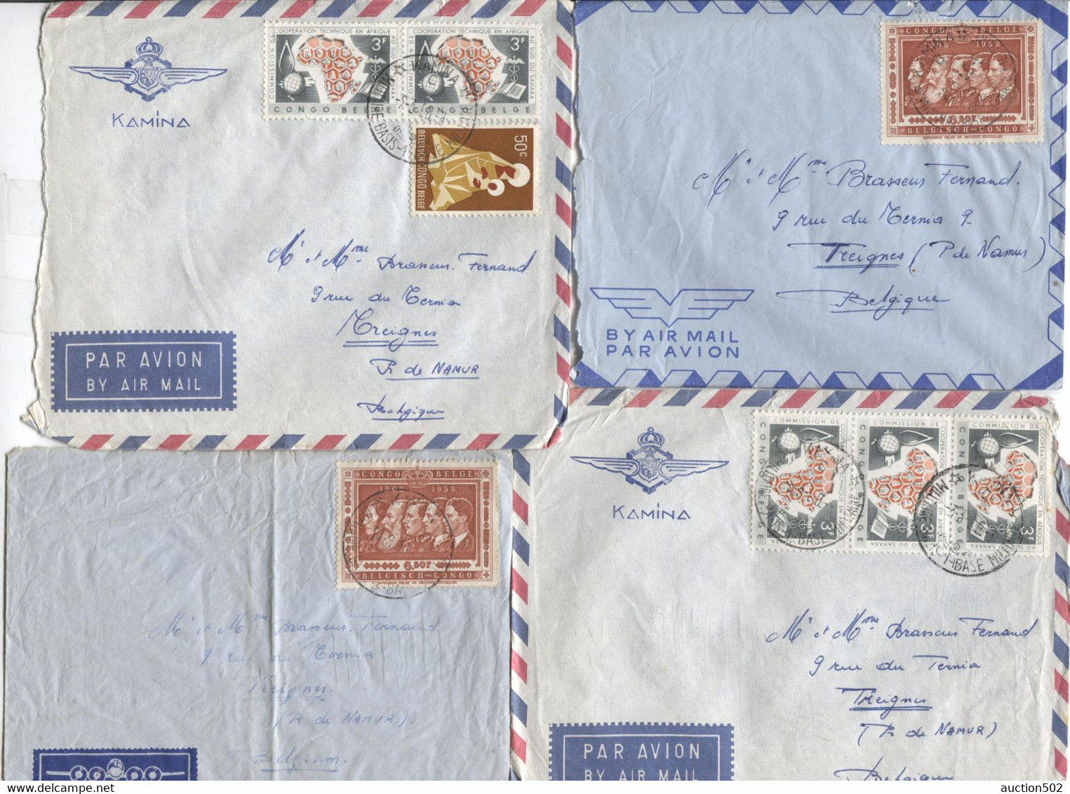 932PR/ Congo Belge 14 Lettres Avion > Belgique - Covers & Documents