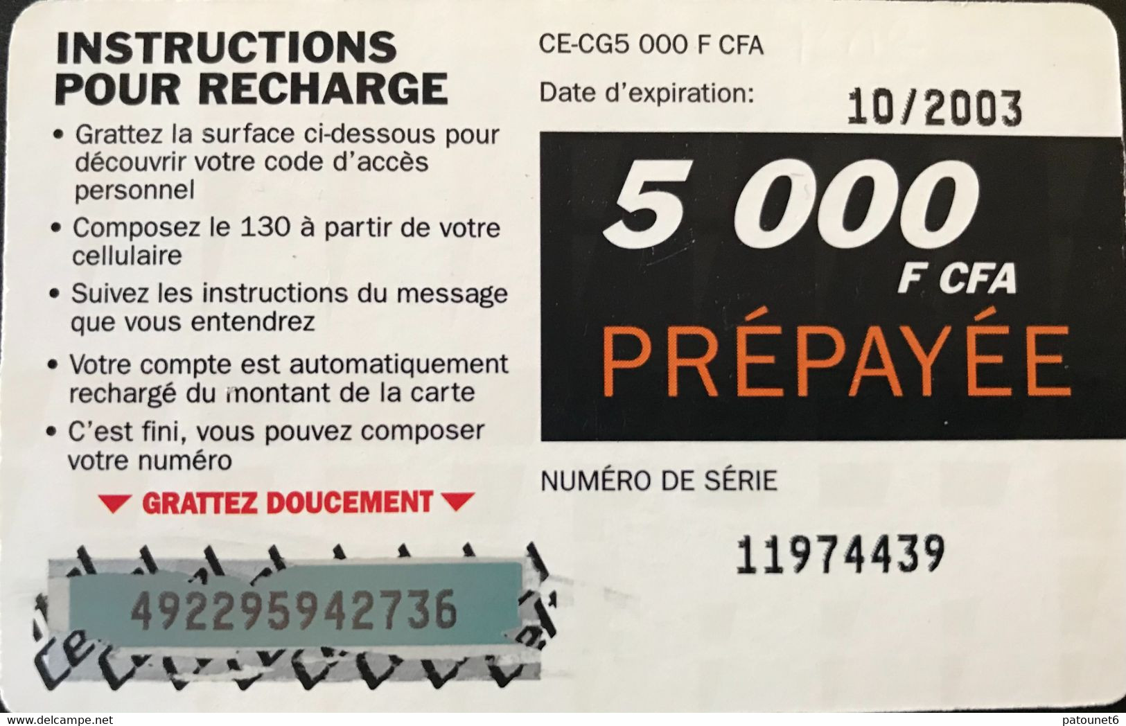 CONGO  -  Prepaid  - Celtel  -  Woman  -  5 000 CFA - Kongo