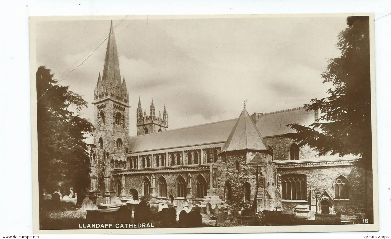 Wales Rp Llanaff Cathedral Postcard Crease Top Corner Dated 1934 - Monmouthshire