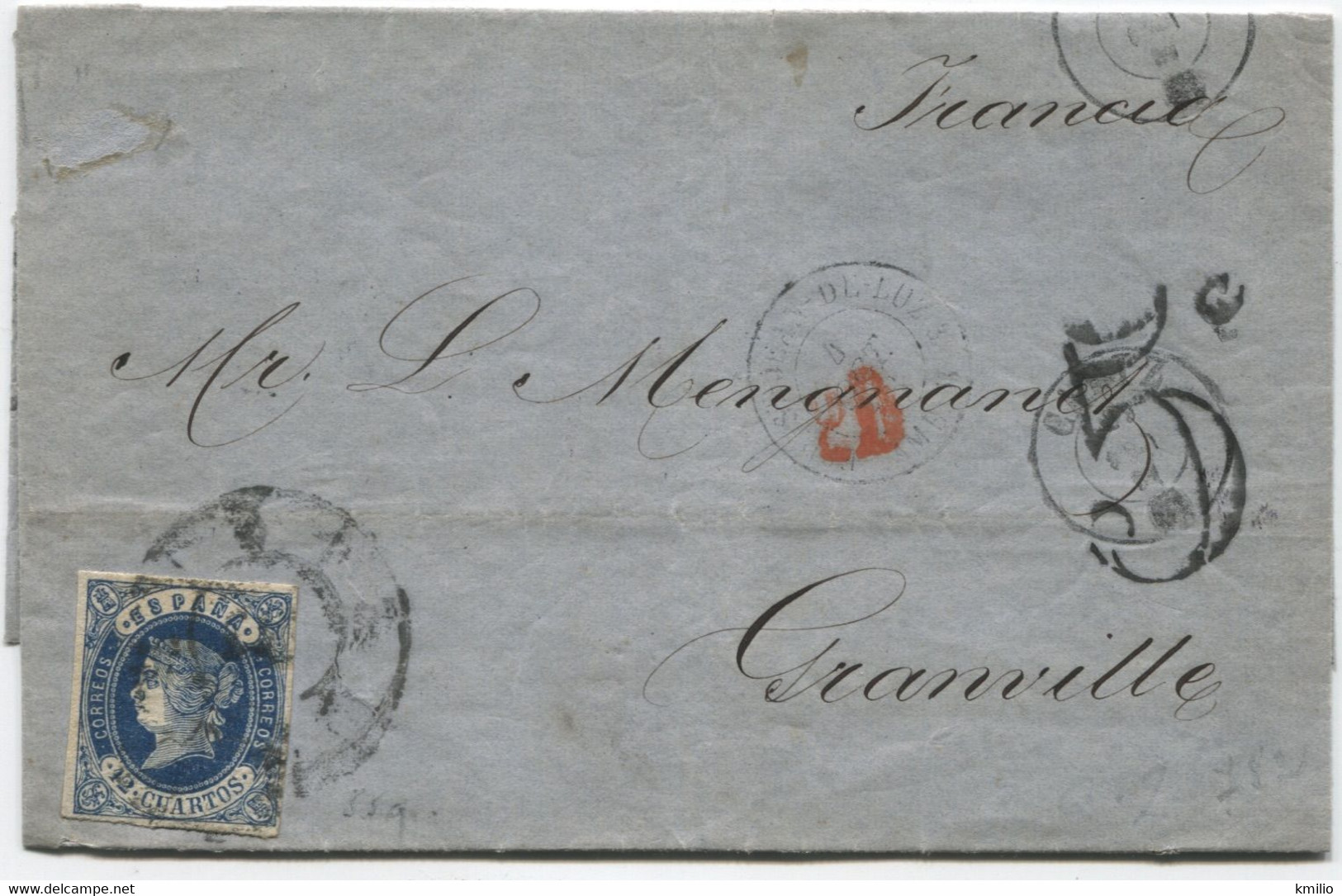 1863. Envuelta De Cádiz A Francia, Al Dorso, Tránsitos Y Llegada - Briefe U. Dokumente