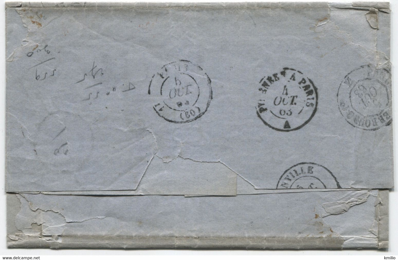 1863. Envuelta De Cádiz A Francia, Al Dorso, Tránsitos Y Llegada - Briefe U. Dokumente