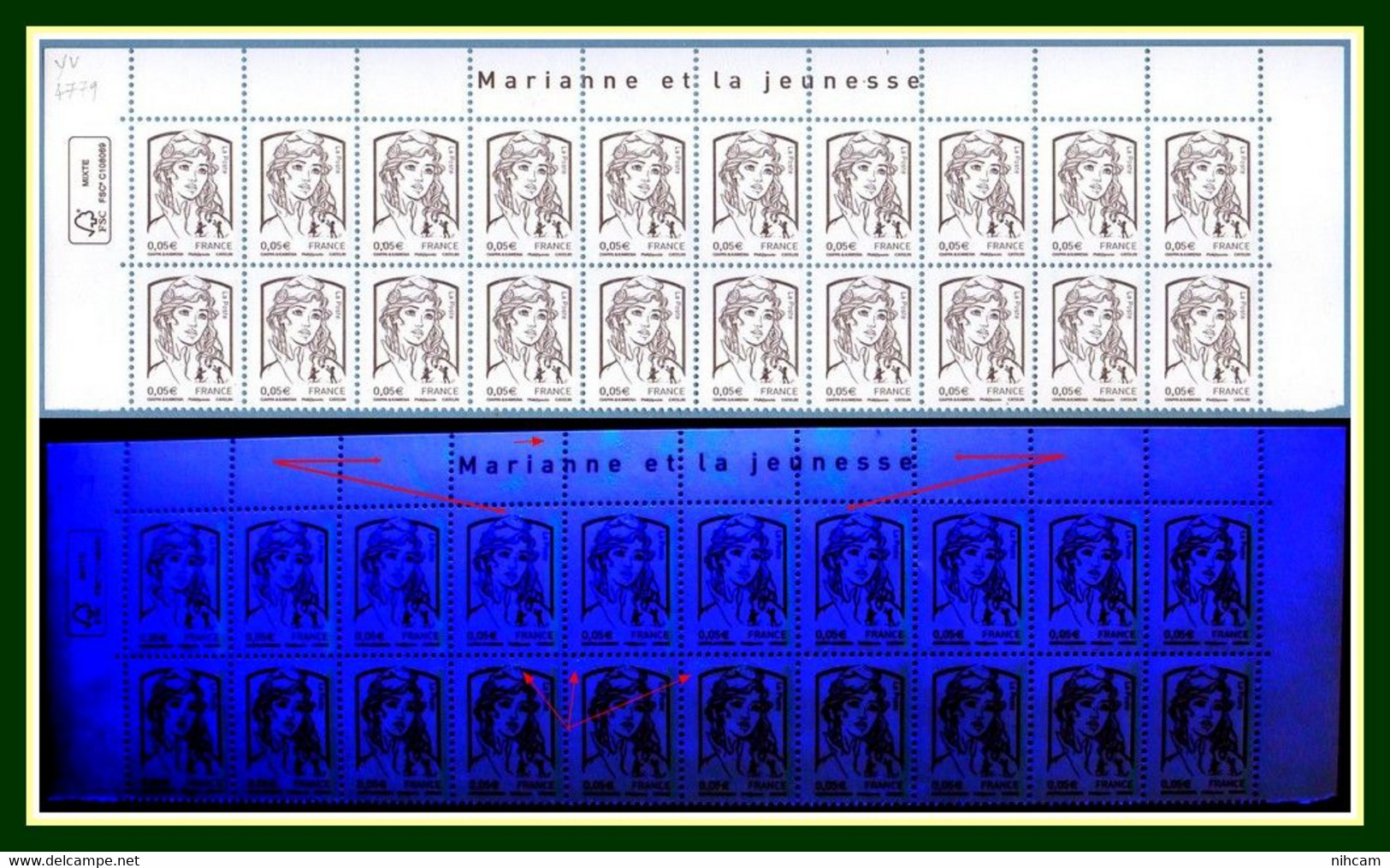 Variété Projection Pho Bloc De 20 Yv. 4779 ** MNH Marianne Jeunesse Ciappa - Unused Stamps