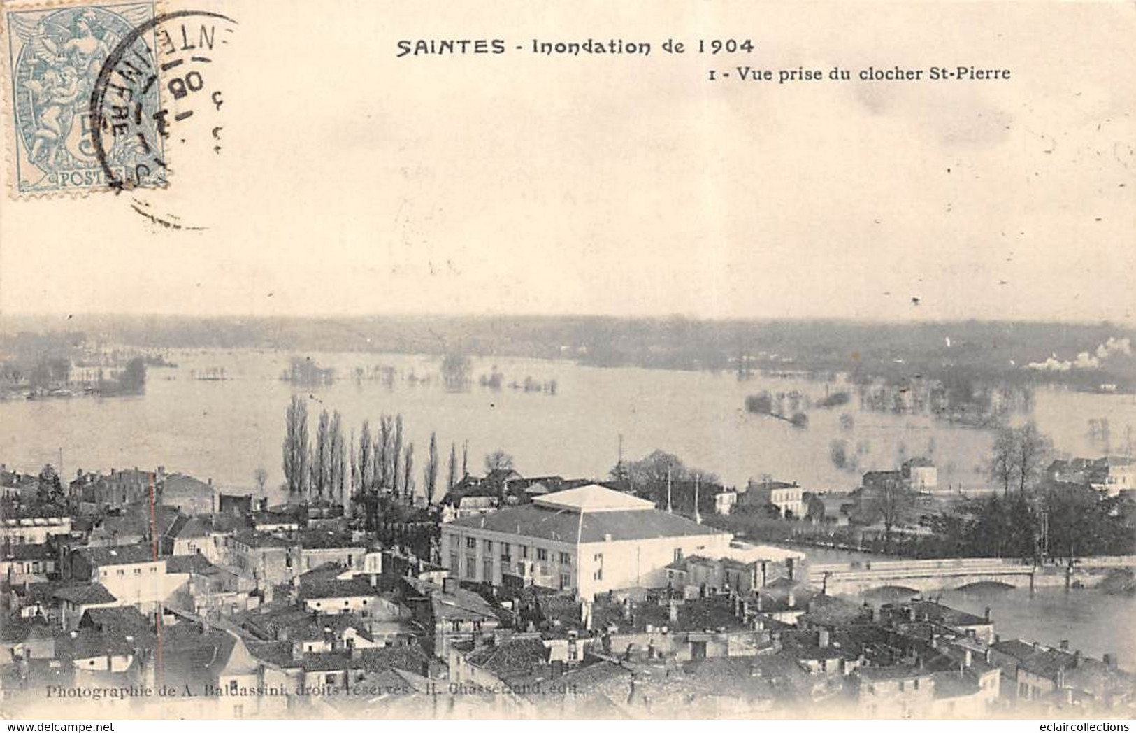 Saintes          17             Inondation  1904.    Vue Prise Du Clocher St Pierre            (voir Scan) - Saintes