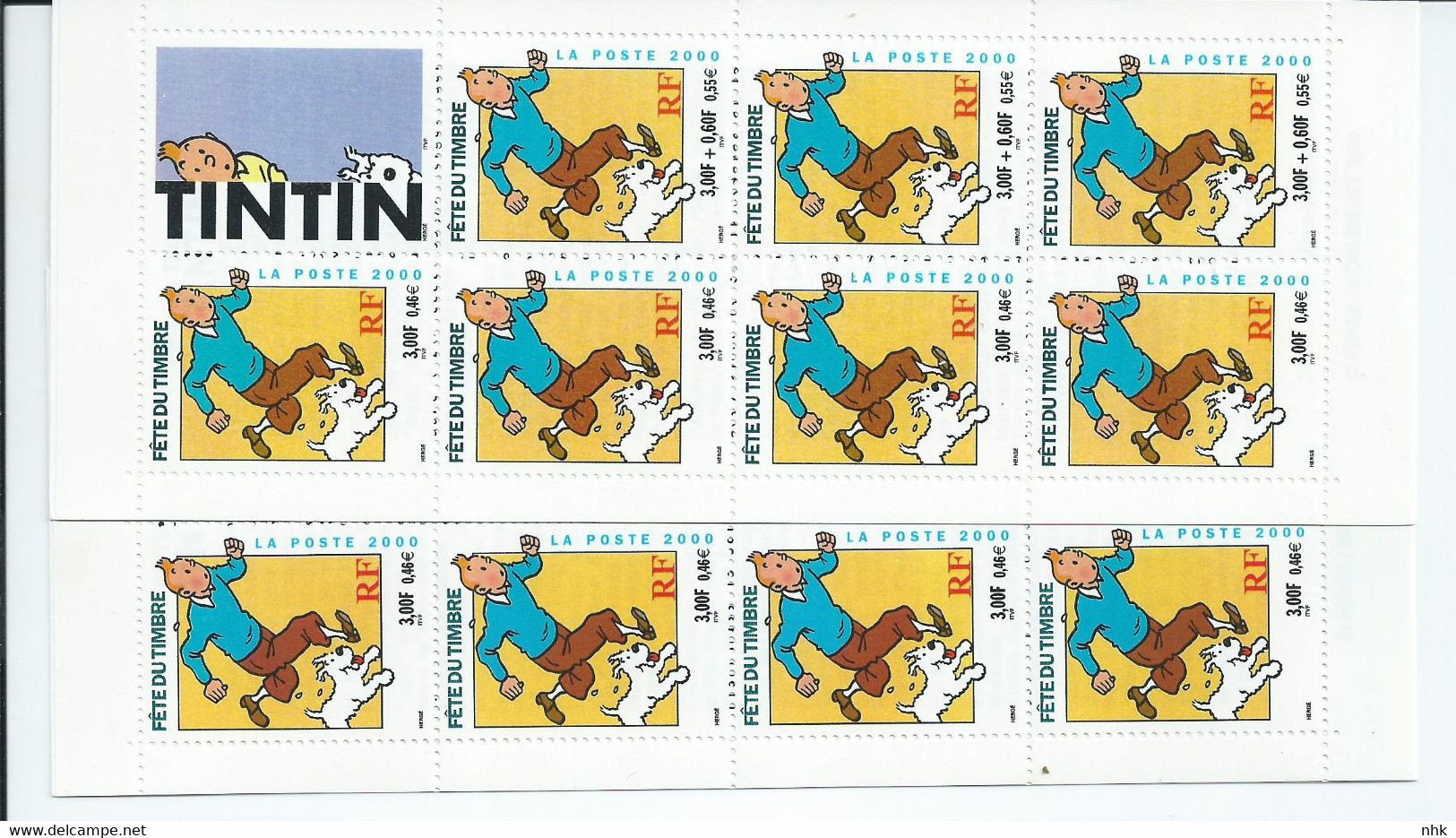 [45] Variété : N° BC3305 Tintin Pull Bleu-vert Au Lieu De Bleu + Normal ** - Markenheftchen
