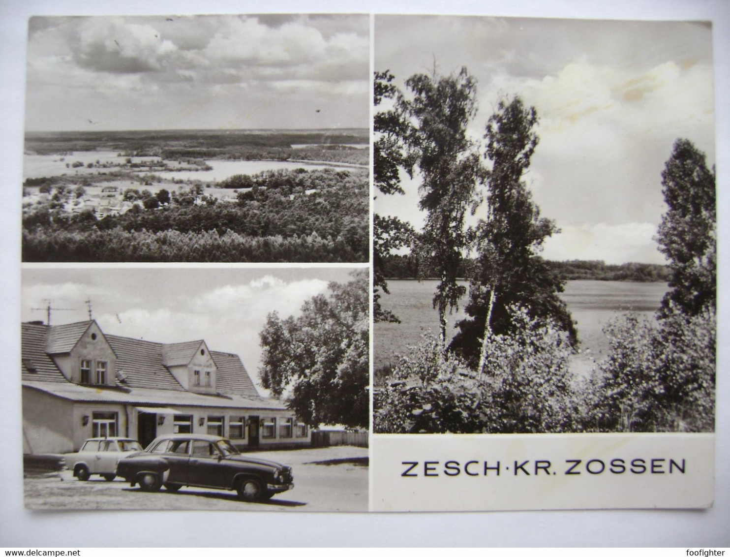 ZESCH Kr. Zossen - Mehrbildkarte - Gasthof, Trabant, Wartburg - Posted 1977 - Zossen