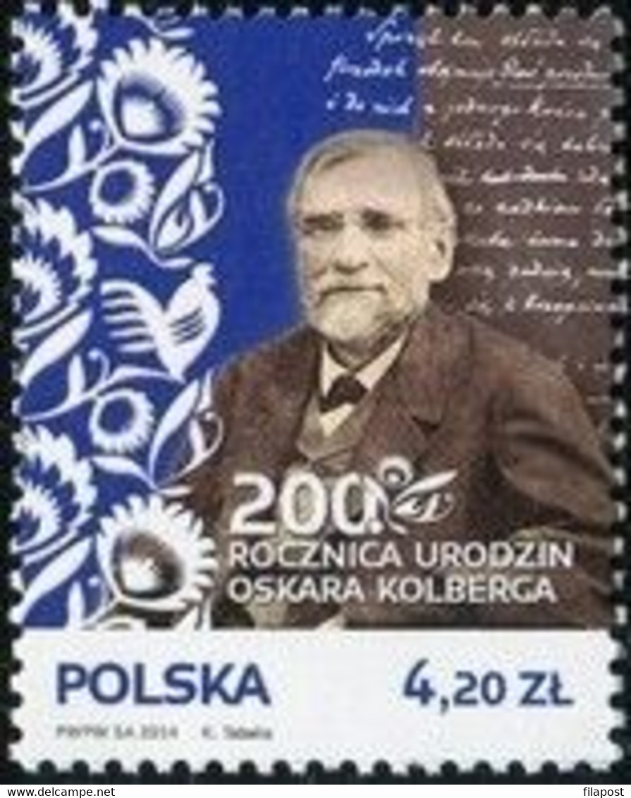 2014 Poland Booklet Mi 4660 200th Anniversary Of The Birth Of Oskar Kolberg Composer / With Stamp MNH** FV - Booklets