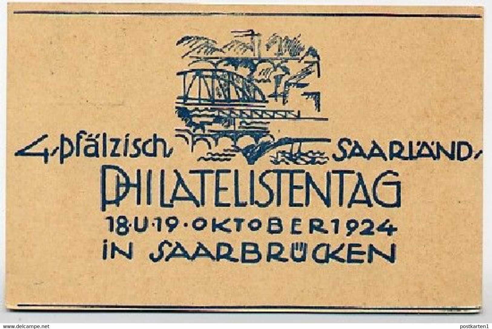 SAARGEBIET P18  Postkarte ZUDRUCK PHILATELISTENTAG Sost. 1924  Kat. 50,00 € - Enteros Postales