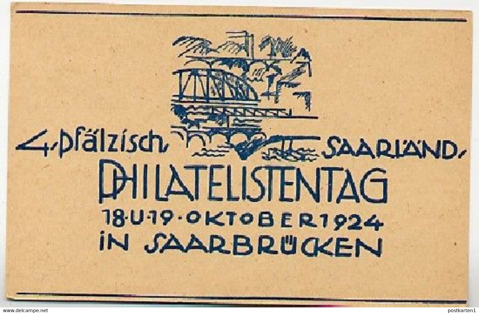 SAARGEBIET P15  Postkarte ZUDRUCK PHILATELISTENTAG Sost.1924  Kat. 50,00 € - Interi Postali