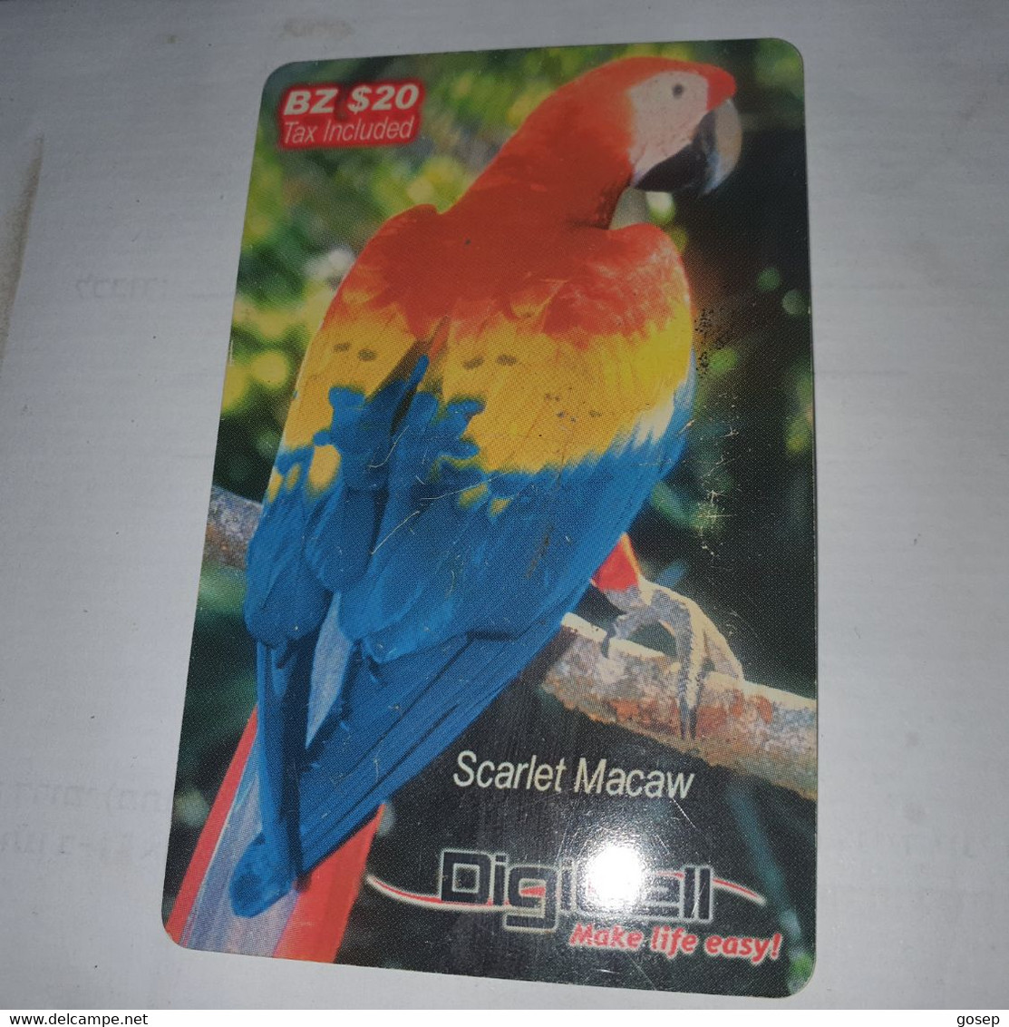 Belize-(BZ-BLT-PRE-00018)-(4)-parrtosn-(bz$20)-(365771905587)-used Card+1card Prepiad/gift Free - Belize