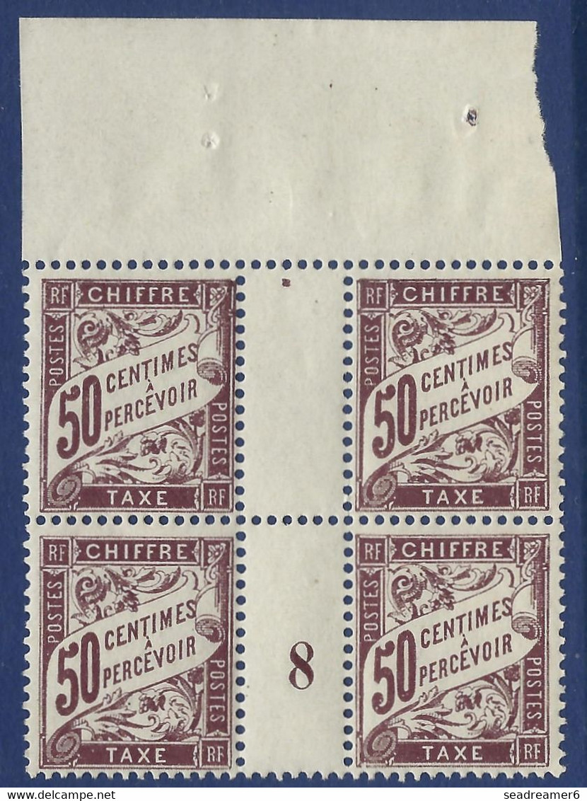 France Taxe N°37a** Bloc De 4 Millésimé GC 8 Lilas Sur Jaune Fraicheur Postale - 1859-1959 Neufs