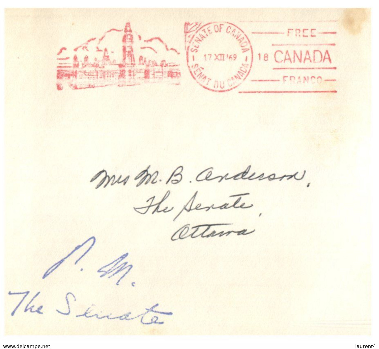 (JJ 23) Canada - Posted To Canada Senate Member PM (to Prime Minister ?) - 1969 - Otros & Sin Clasificación