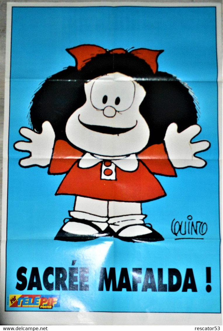 Rare Affiche 80 X 53 Cm De La Revue Télé PIF1986  Sacrée MAFALDA Par Quino - Plakate & Offsets