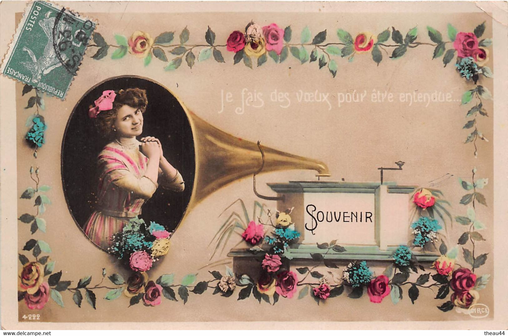 ¤¤  -    Carte Fantaisie   -   Souvenir    -  Phonographe      -   ¤¤ - Mich