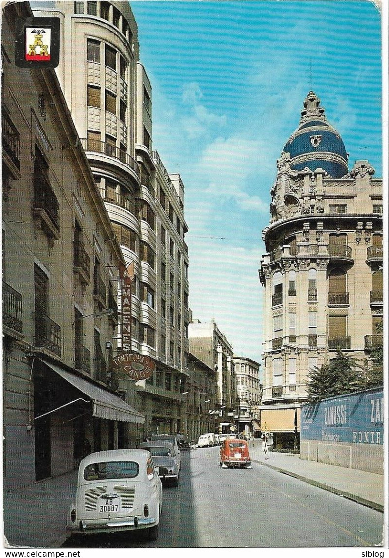 CPM/CPSM - ALBACETE  - Calles Tesifonte Gallego Y Marquès De Molina (voitures, Dauphines Etc...) - Albacete