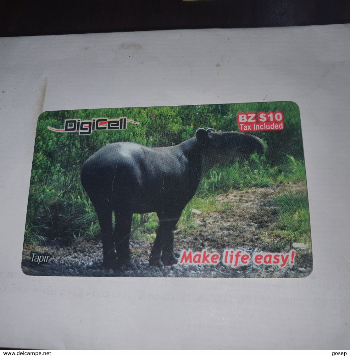 Belize-(BZ-DIG-PRE-0001)-(9)-tapir-(bz$10)-(2338-0727-8353)-used Card+1card Prepiad/gift Free - Belize