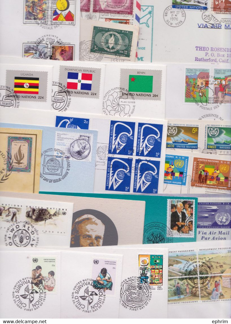 NATIONS UNIES ONU UNITED NATIONS Lot De 329 Enveloppes Et Cartes Premier Jour FDC Cover Issue Maximum Card Flag Series - Collections, Lots & Séries