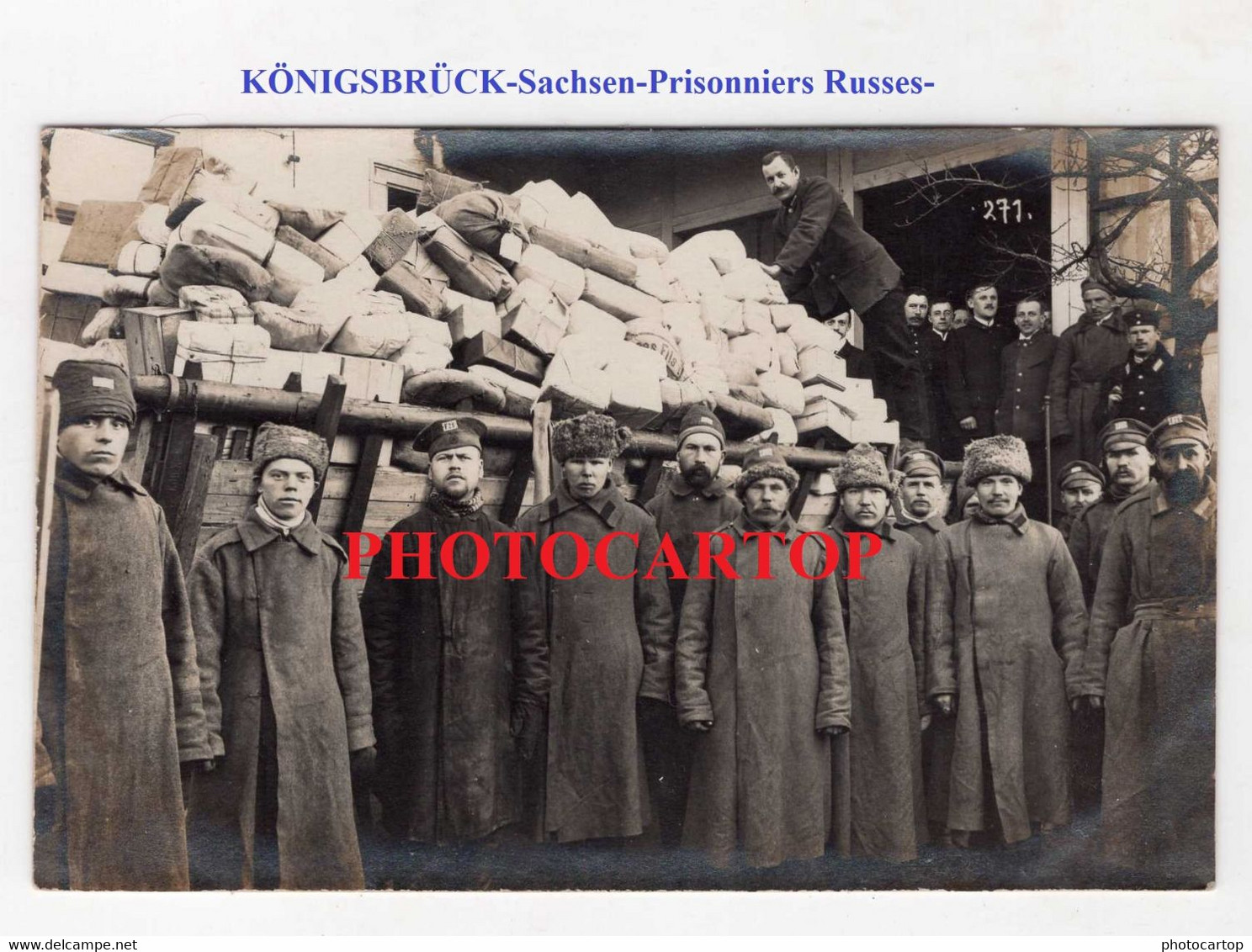 KÖNIGSBRÜCK-Kriegsgefangenenlager-Prisonniers RUSSES-Colis-Poste-CARTE PHOTO Allemande-Guerre 14-18-1 WK-Militaria- - Koenigsbrueck