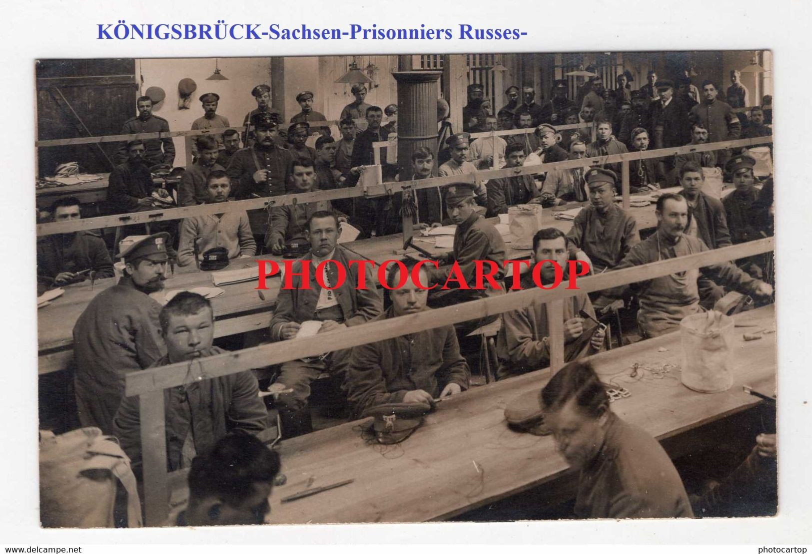 KÖNIGSBRÜCK-Kriegsgefangenenlager-Prisonniers RUSSES-Refectoire-CARTE PHOTO Allemande-Guerre 14-18-1 WK-Militaria- - Koenigsbrueck