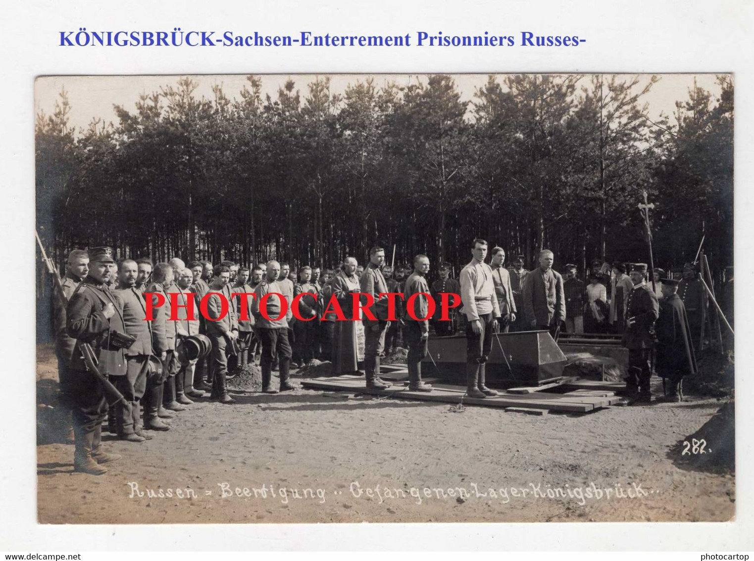 KÖNIGSBRÜCK-Kriegsgefangenenlager-Prisonniers RUSSES-Enterrement-CARTE PHOTO Allemande-Guerre 14-18-1 WK-Militaria- - Koenigsbrueck