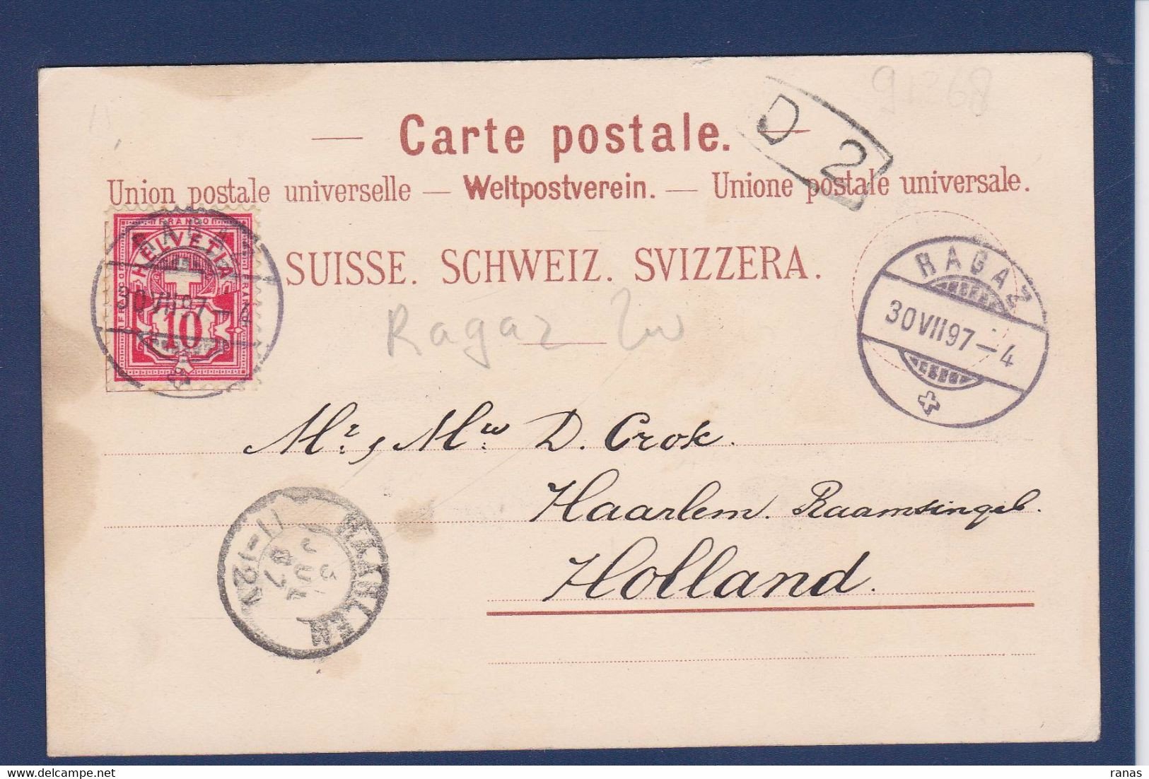 CPA Suisse Helvétia Schweiz Svizzera Circulé En 1897 Litho Quellenof - Autres & Non Classés