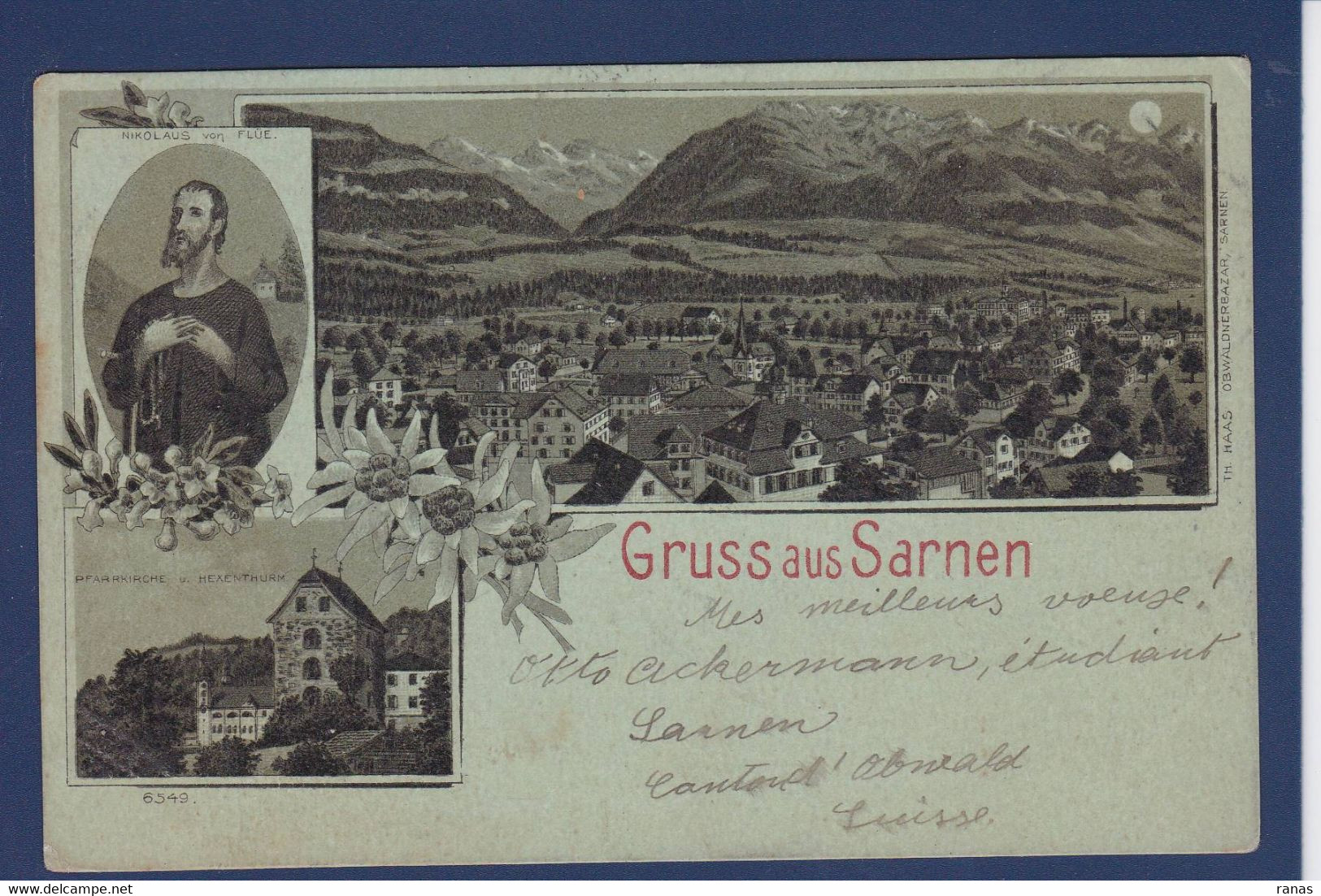 CPA Suisse Helvétia Schweiz Svizzera Circulé En 1899 Litho Sarnen - Autres & Non Classés