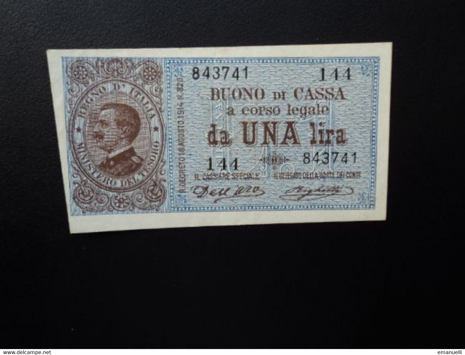 ITALIE * : 1 LIRA  02.09.1914    CI 3 BS 3 ** / P 36a     SUP à SUP+ *** - Italië – 1 Lira