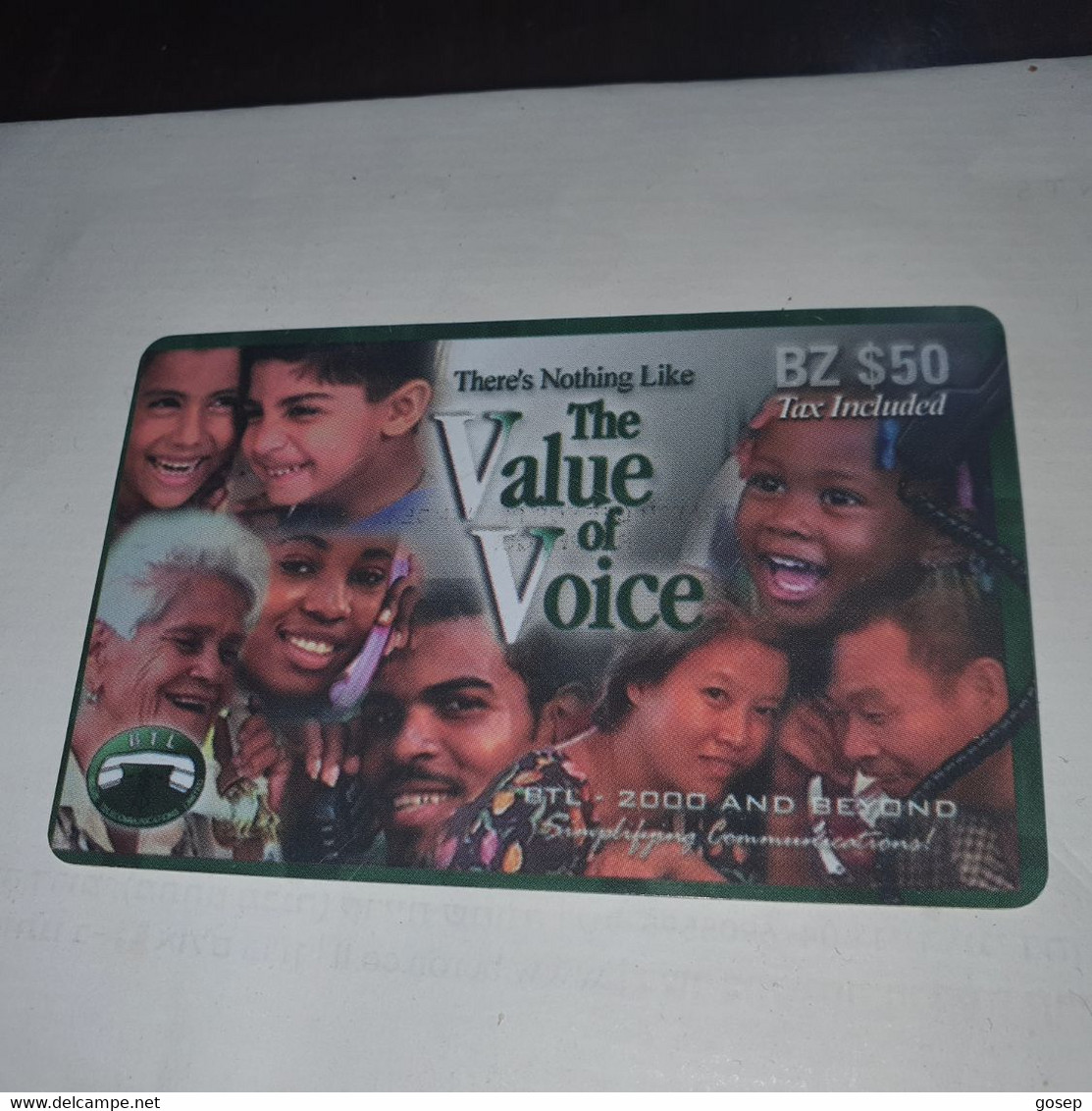 Belize-(BZ-DIG-PRE-?)-(15)-the Value Of Voice-(BZ-$50)-(112-940-3720)-used Card+1card Prepiad/gift Free - Belice