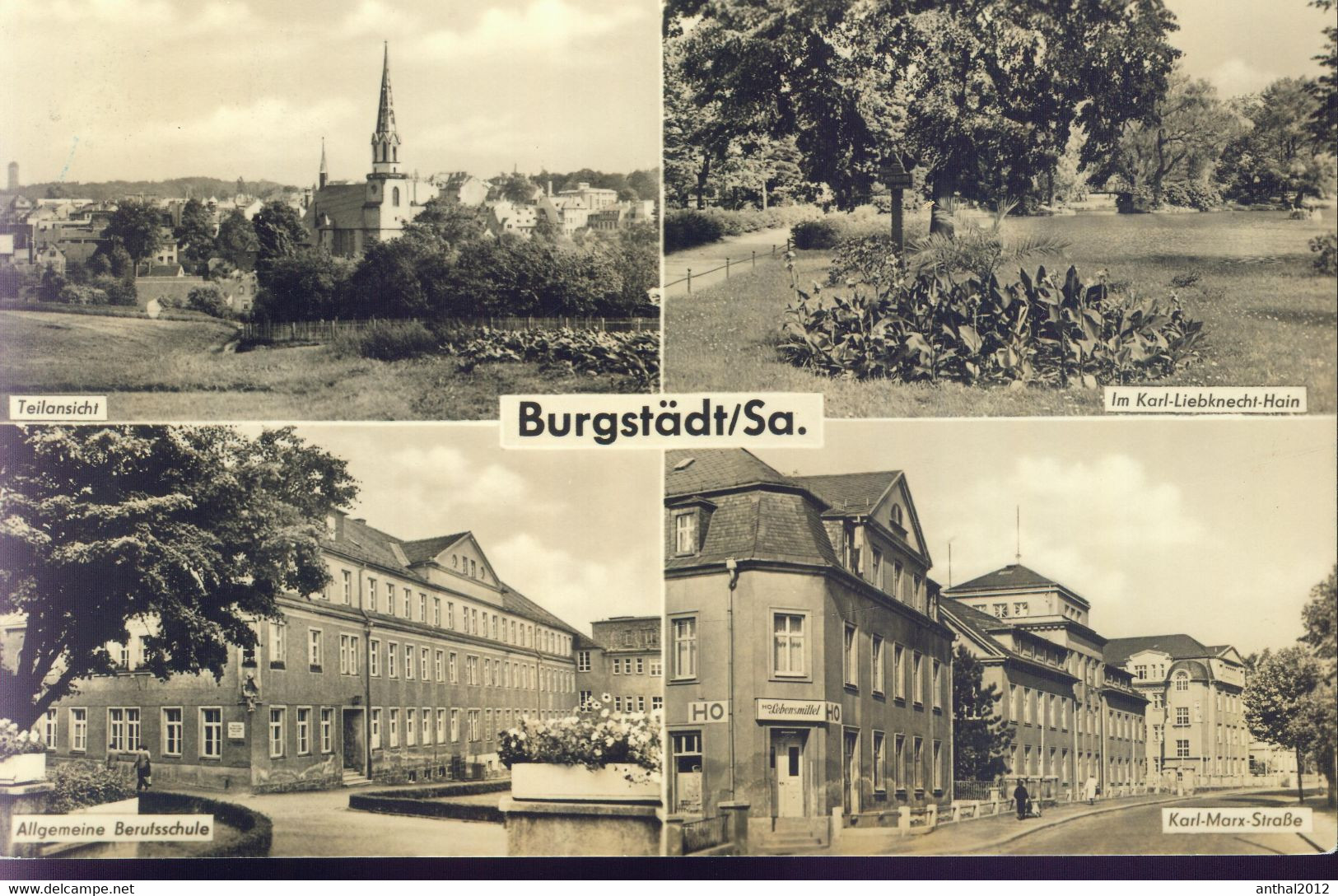 Rarität Burgstädt Sachsen MB HO Geschäft Karl-Marx-Straße - Allgemeine Berufsschule 19.9.1965 - Burgstaedt