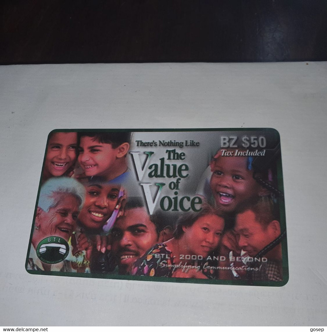 Belize-(BZ-DIG-PRE-?)-(17)-the Value Of Voice-(BZ-$50)-(897-439-5939)-used Card+1card Prepiad/gift Free - Belice