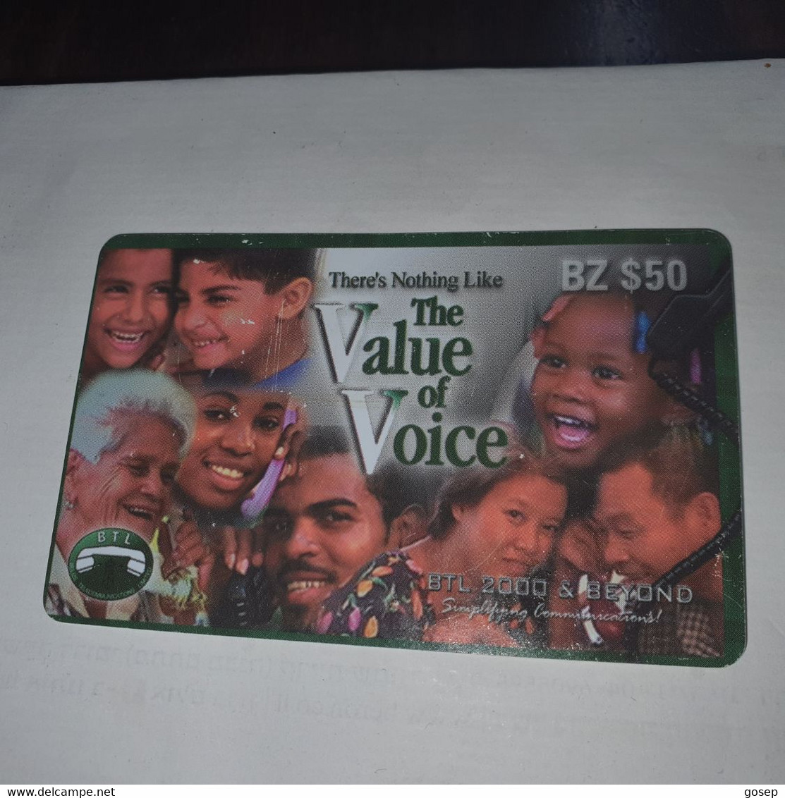 Belize-(BZ-DIG-PRE-?)-(18)-the Value Of Voice-(BZ-$50)-(487-256-5386)-used Card+1card Prepiad/gift Free - Belice