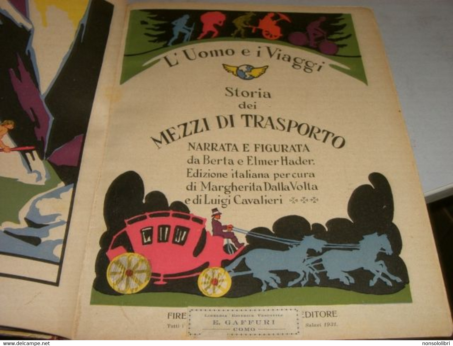 LIBRO" L'UOMO E I VIAGGI STORIA DEI MEZZI DI TRASPORTO" 1931 SALANI EDITORE - Action Et Aventure