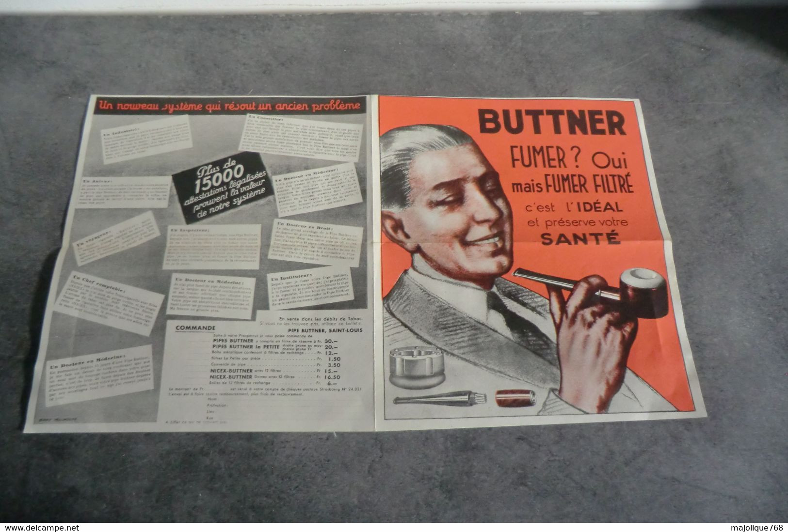 Document Publicitaire - Pipe-Buttner  - Les Années 1920 - - Documents