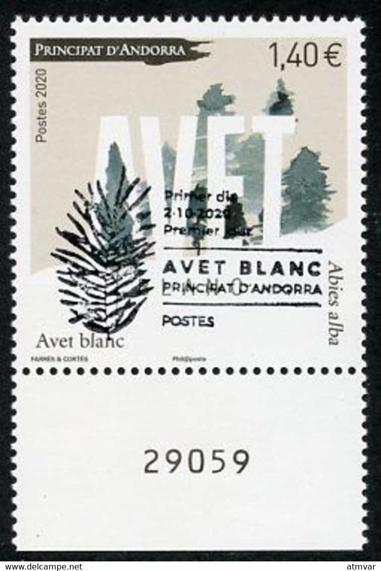 ANDORRA ANDORRE (2020) - Avet Blanc, Abies Alba, Sapin Blanc - Premier Jour, First Day Postmark, Matasello Primer Día - Gebraucht