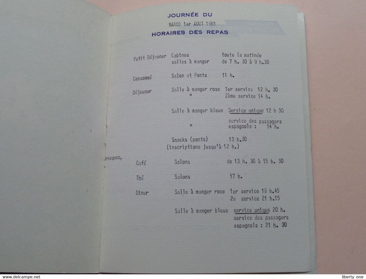 Linea YBARRA Croisières LUCIEN RODRIGUES-ELY Marseille ( Programme Du Jour ) 1 Aout 1961 ( Details Zie Foto ) ! - Programmes