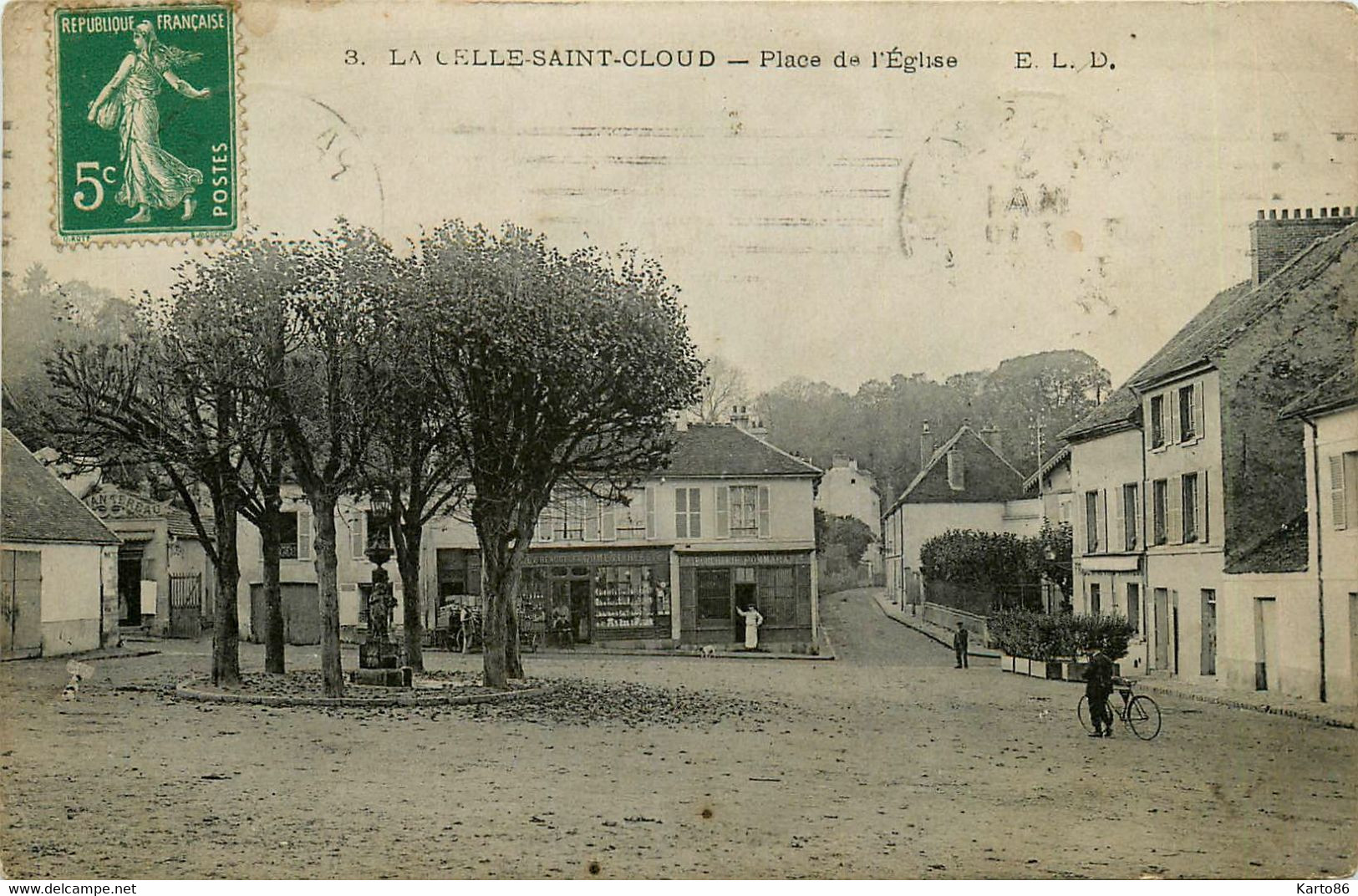La Celle St Cloud * La Place De L'église * Boucherie POMMARAT * épicerie BEAUGELET - La Celle Saint Cloud
