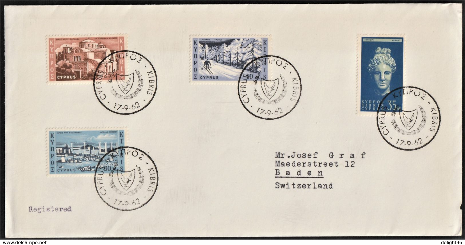 1962 Cyprus Tourism Definitives Complete Set On 3 Addressed FDCs (RRR) - Storia Postale