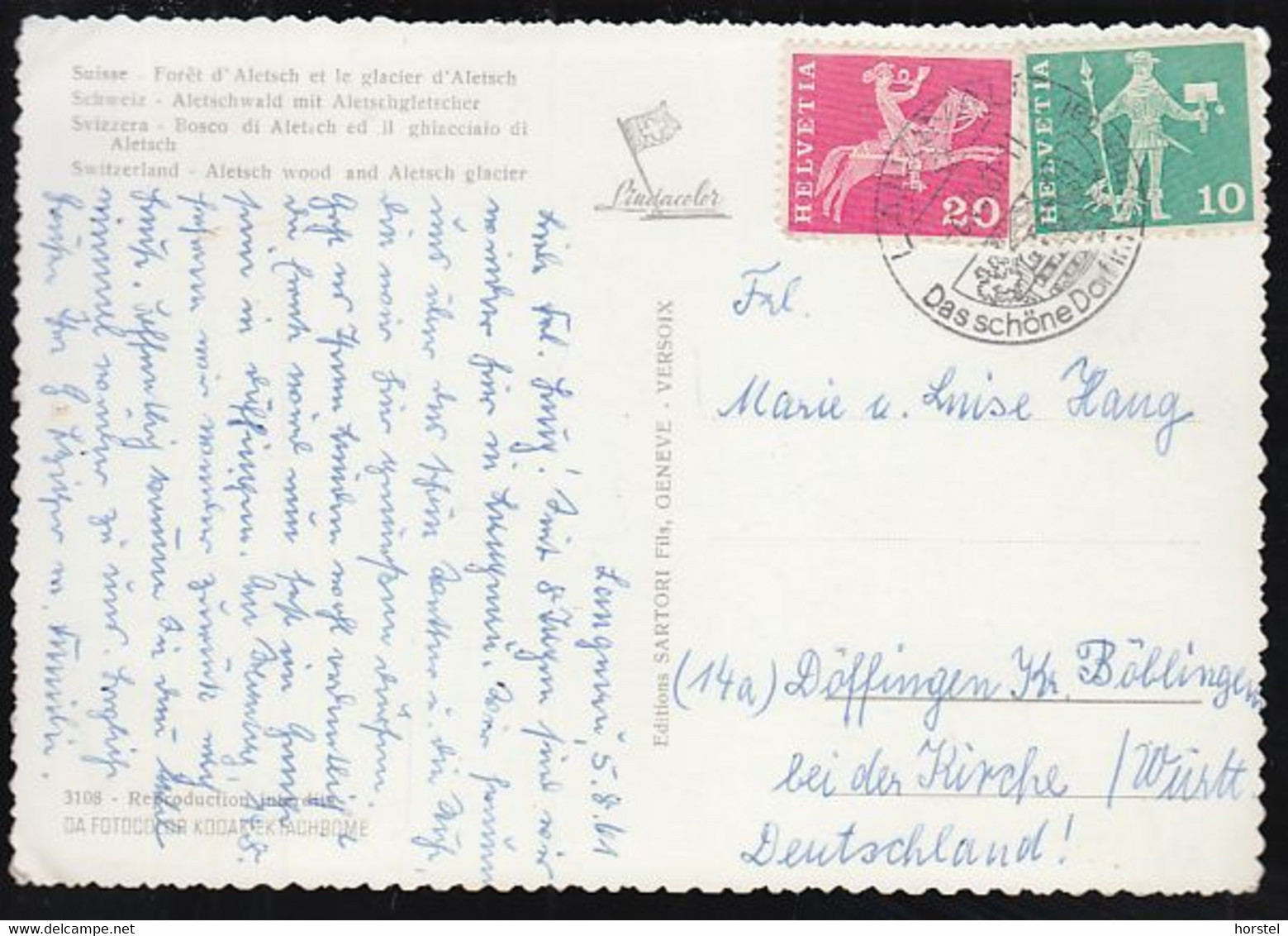 Schweiz - 3987 Riederalp - Aletschgletscher 1961 - 2x Nice Stamps - Riederalp