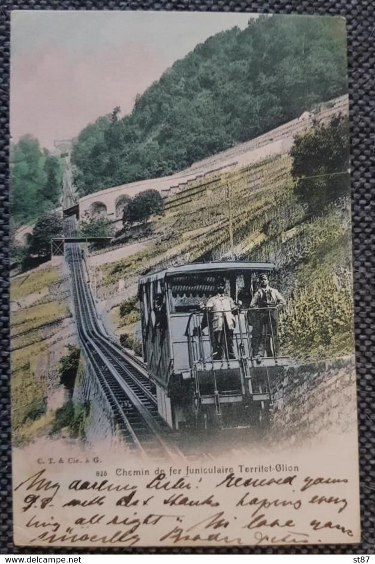 Scw Caux 1906 Chemin De Fer Funiculaire Territet Glion - Ilanz/Glion