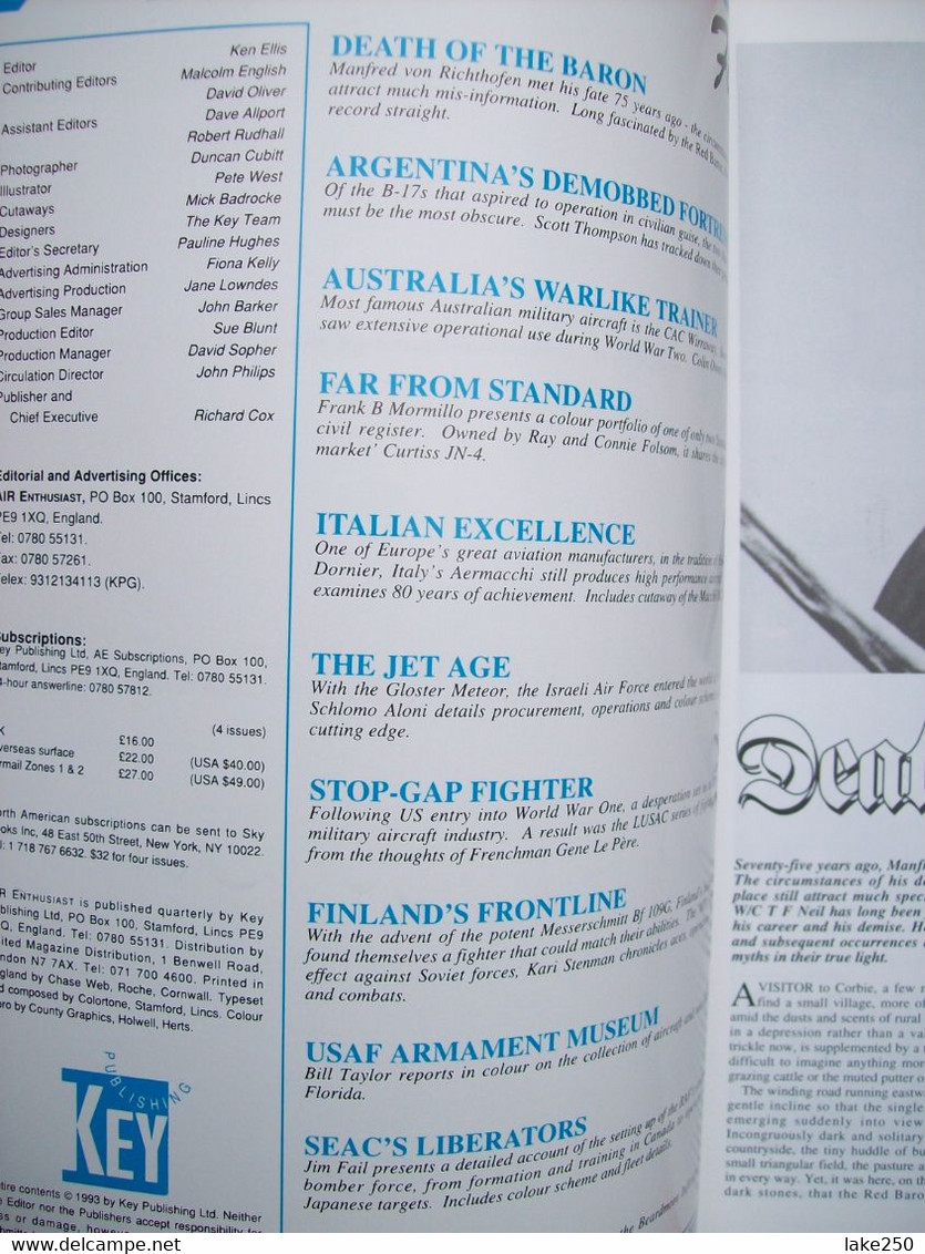 AIR ENTHUSIAST - N° 50  Del 1993  AEREI AVIAZIONE AVIATION AIRPLANES - Transports