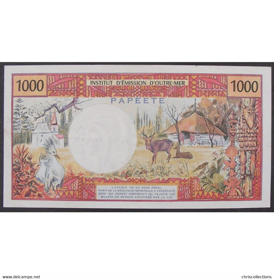 Tahiti, Papeete, 1000 Francs ND 1971, VF - Papeete (French Polynesia 1914-1985)