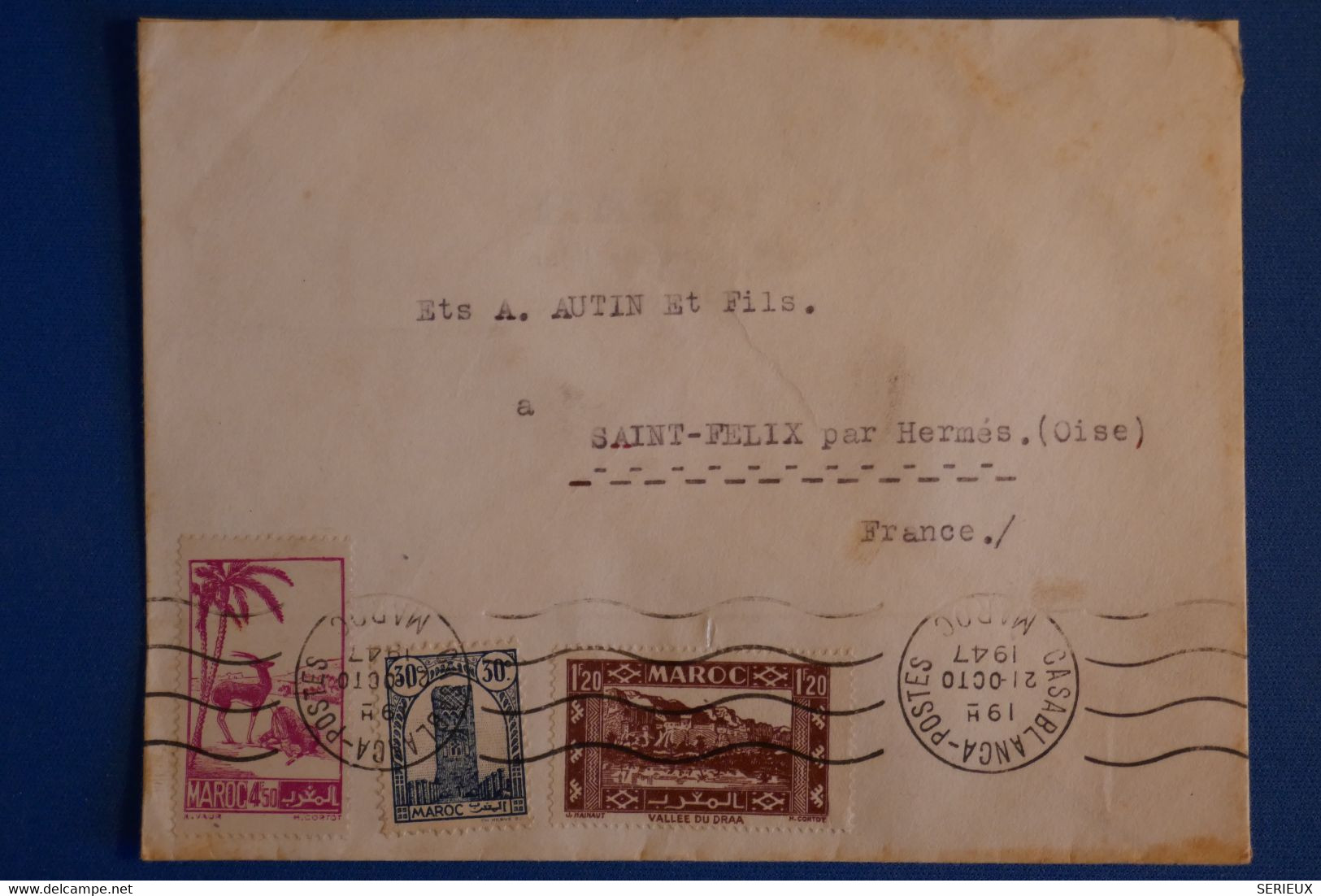 L12 MAROC BELLE LETTRE 1947 CASABLANCA POUR ST FELIX FRANCE +AFFRANCH PLAISANT - Lettres & Documents