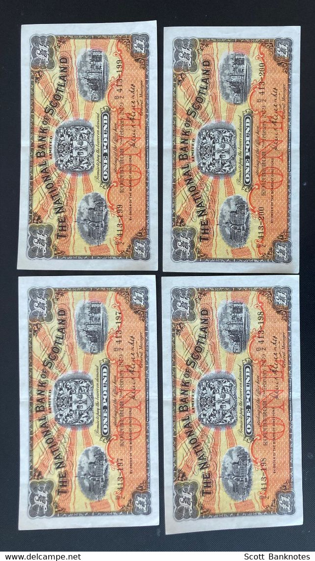 4 X Consecutive 1959 National Bank Of Scotland - 1 Pond