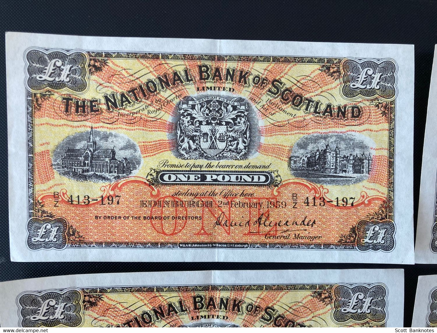 4 X Consecutive 1959 National Bank Of Scotland - 1 Pond