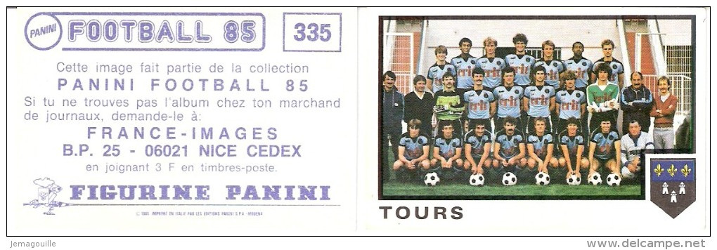 Image PANINI FOOTBALL 85 - N° 335 - TOUR - Other & Unclassified