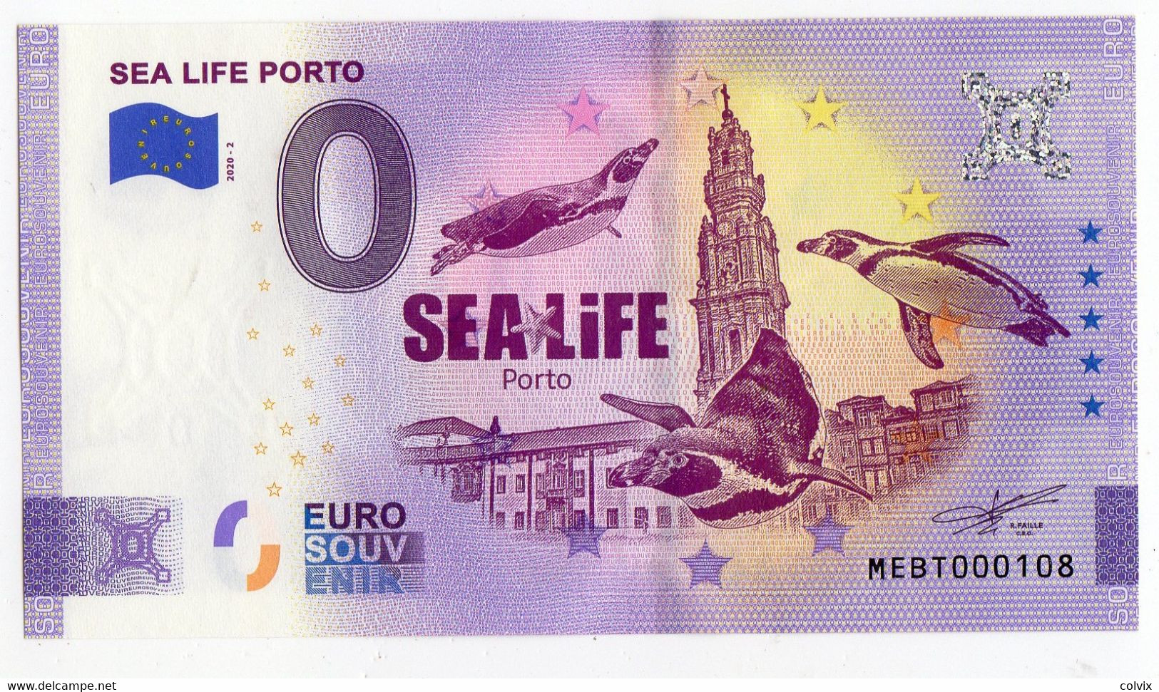 2020-2 BILLET TOURISTIQUE PORTUGAL 0 EURO SOUVENIR N°MEBT000108 SEA LIFE PORTO - Privatentwürfe