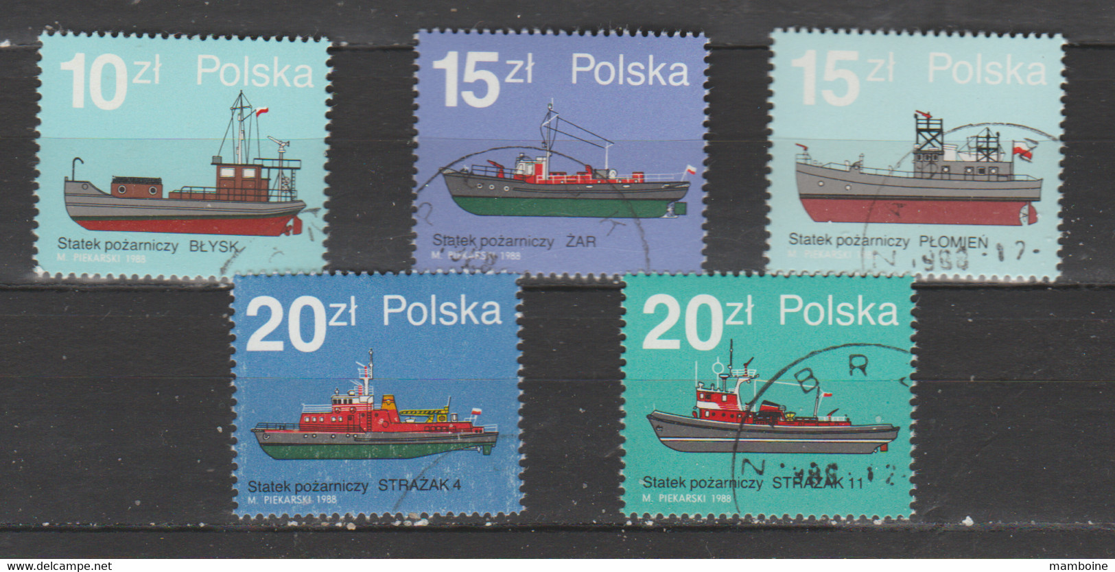 Pologne  1988  Bateau   N° 2991 / 95   Oblitéré - Gebraucht