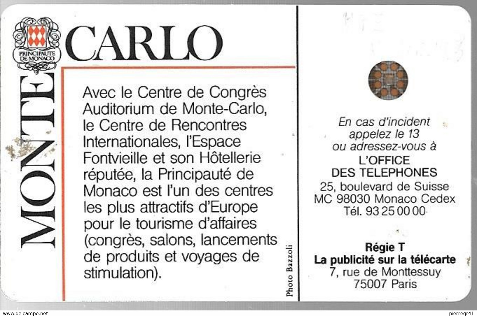 CARTE-PUBLIC-MONACO-120U-MF5B-SC5 An-PALAIS CONGRES-V°5Pe14876-NSB-TBE-LUXE RARE - Monaco